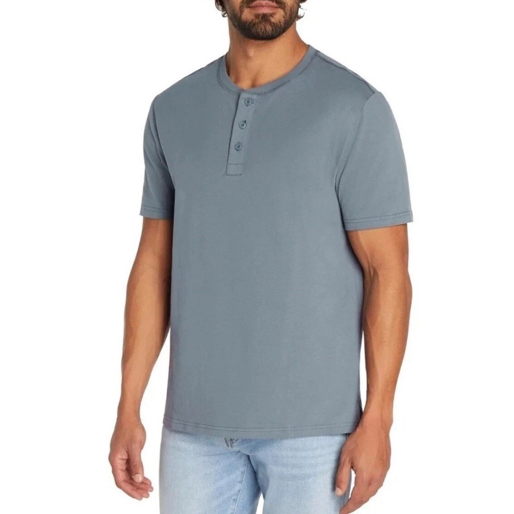 GAP Men’s Short Sleeve 3 Button Henley Tee Blue Size Medium